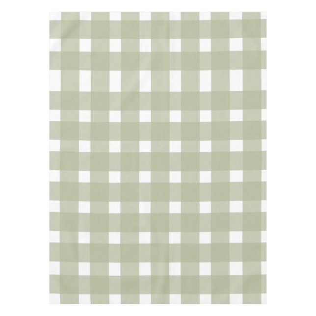 Mantel Patrón de Gingham blanco verde sabio (Anverso)