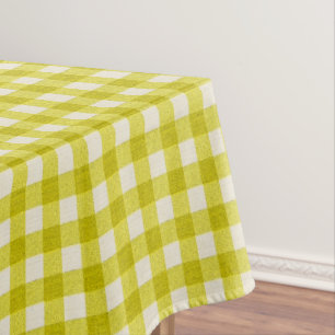 Mantel Patrón de Gingham blanco y amarillo   Cotton Check