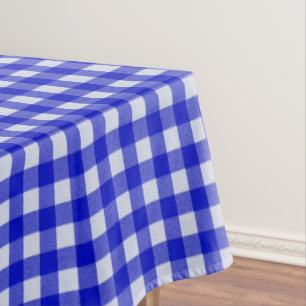 Mantel Patrón de Gingham blanco y azul Cotton Checkered