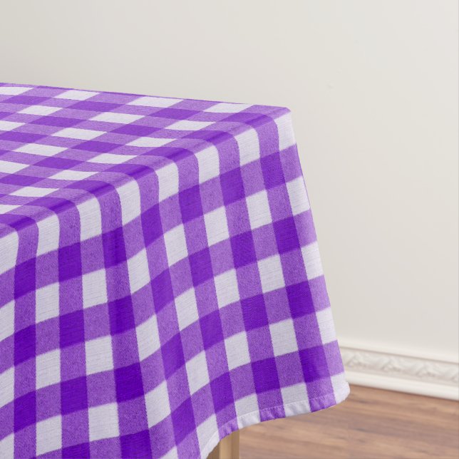 Mantel Patrón de Gingham Blanco y Morado | Cuadros de Alg (In Situ)