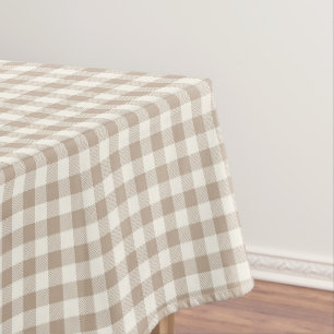 Mantel Patrón de Gingham Boho a Cuadros Neutro