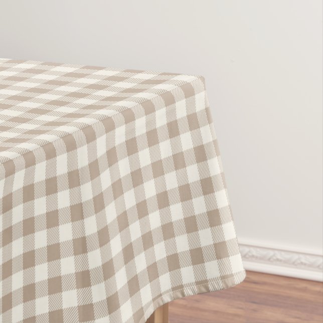 Mantel Patrón de Gingham Boho a Cuadros Neutro (In Situ)