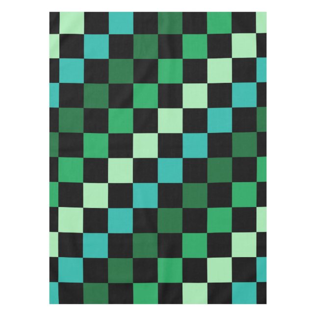 Mantel Patrón de Gingham de Green Blue Checkered (Anverso)