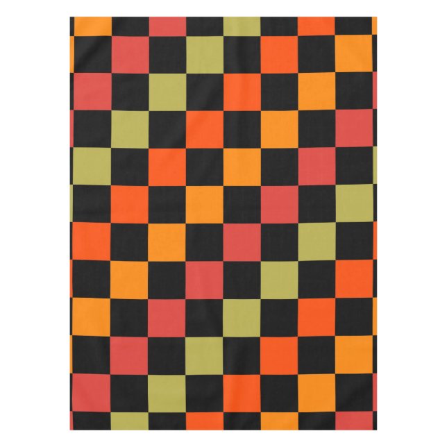 Mantel Patrón de Gingham de naranja Black Checkered (Anverso)