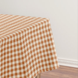 Mantel Patrón de Gingham Naranja Quemada de Otoño Plaid