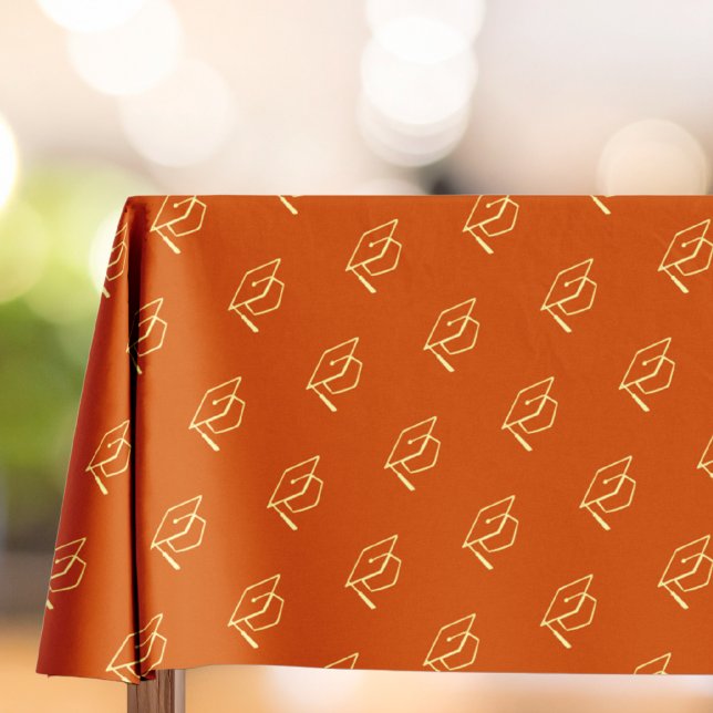 Mantel Patrón de gorra de graduación moderna naranja (Subido por el creador)