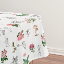 Mantel Patrón de hadas rosadas florales y champiñones