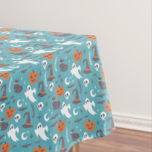 Mantel Patrón de Halloween de dibujos Verde azulados dive
