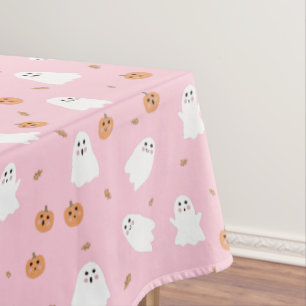 Mantel Patrón de Halloween Rosa de Fantasma y Calabaza