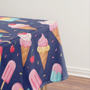 Mantel Patrón de helado, paletas y cerezas