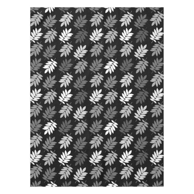 Mantel Patrón de hoja de anciano negro blanco gris (Anverso)