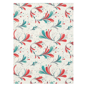 Mantel Patrón de hojas de paisley azul y roja caprichosas