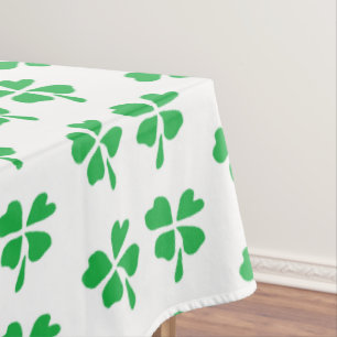 Mantel Patrón de hojas de trébol verde en blanco