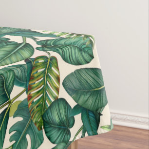 Mantel Patrón de hojas tropicales de palm monstera verde
