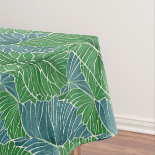 Mantel Patrón de hojas tropicales Verde azuladas verdes d