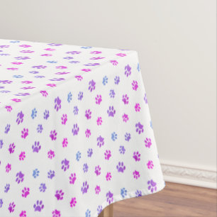 Mantel Patrón de huellas de patas azul púrpura rosa