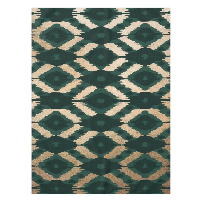 Mantel Patrón de Ikat Verde Bohemio Gold Forest (Anverso)