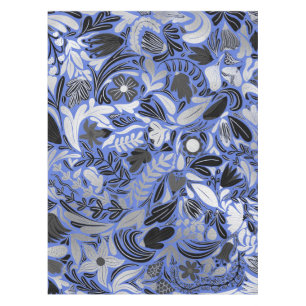 Mantel Patrón de Ilustracion de hojas florales azules pla