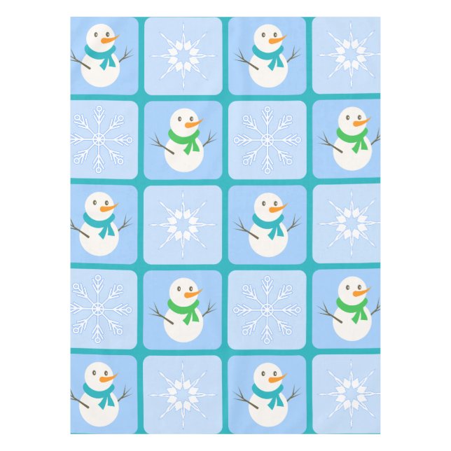 Mantel Patrón de invierno de snowman y copos de nieve (Anverso)