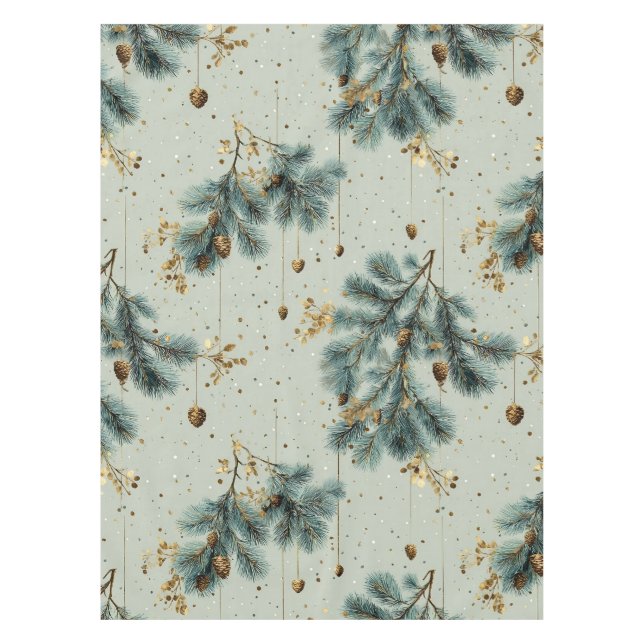 Mantel Patrón de invierno Pinecone azul y marrón (Anverso)