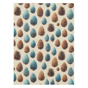Mantel Patrón de invierno Pinecone azul y marrón