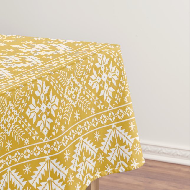 Mantel Patrón de Isla Feria de Navidades de Oro y Blanco (In Situ)