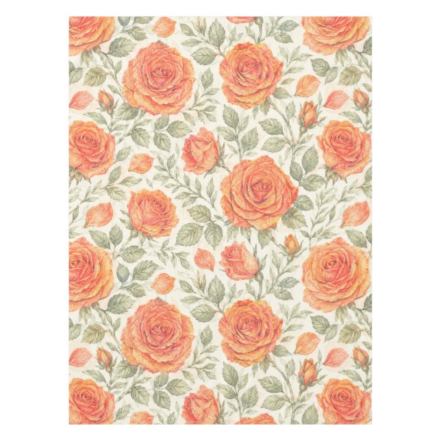 Mantel Patrón de jardín Coral Rose & Sage (Anverso)