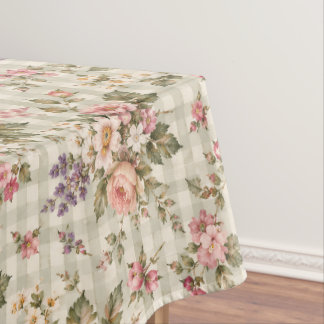 Mantel Patrón de jardín de gingham floral vintage