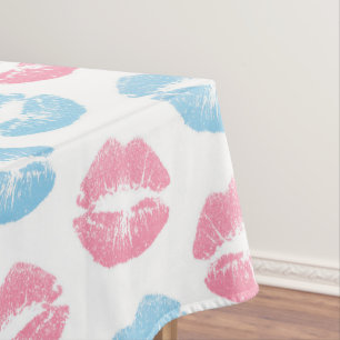 Mantel Patrón de labios azules y rosas, lápiz labial, bes