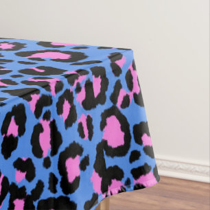 Mantel Patrón de leopardo en frambuesa sobre azul eléctri