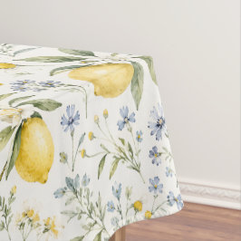 Mantel Patrón de limón y flores silvestres de estilo fran