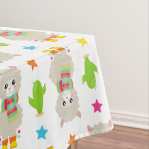 Mantel Patrón De Llamas, Llamas Cutas, Alpacas, Cactus