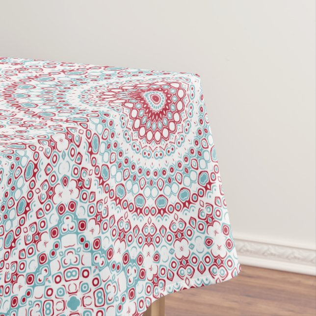 Mantel Patrón de Mandala Acuático y Carmesí (In Situ)