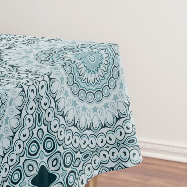 Mantel Patrón de Mandala Azul y Gris Tormentoso (In Situ)