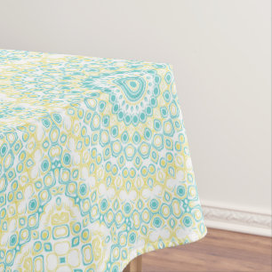 Mantel Patrón de Mandala Geométrico Verde Azul y Amarillo