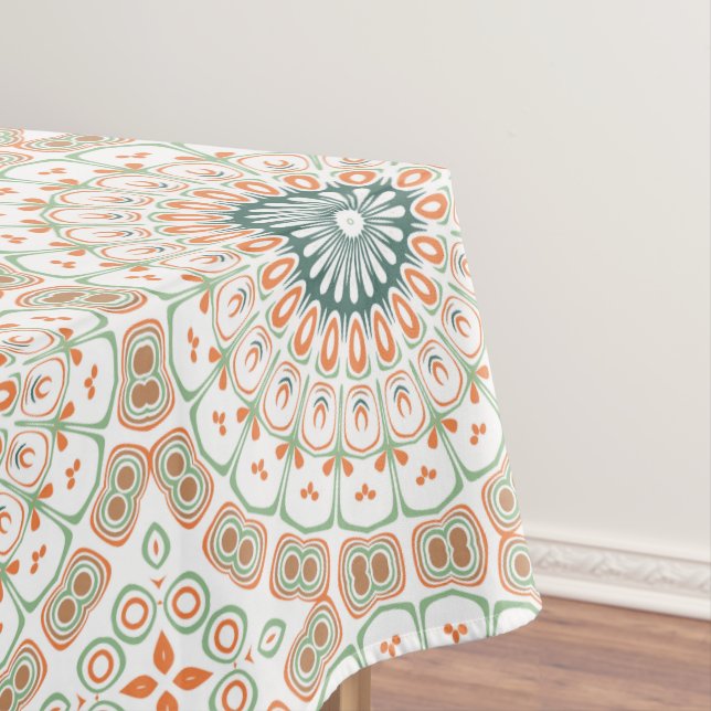 Mantel Patrón de Mandala Moderno Naranja y Verde (In Situ)