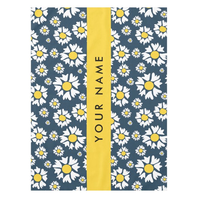 Mantel Patrón de margarita, maricas blancas, tu nombre (Anverso)