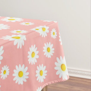 Mantel Patrón de margaritas boho de color rosa coral de p