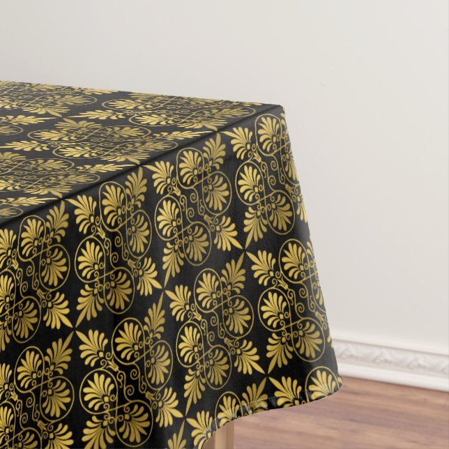 Mantel Patrón de Meander Griego Oro Negro (In Situ)