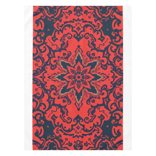 Mantel Patrón de medallón persa ornamentado rojo azul de  (Anverso)