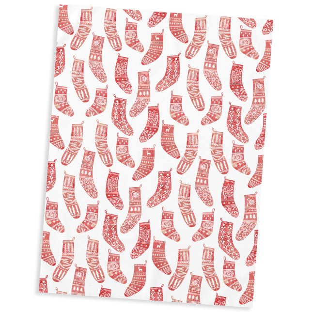 Mantel Patrón de medias de Navidades noruegos (Nordic Stockings red and white Scandinavian festive Christmas pattern tablecloth)