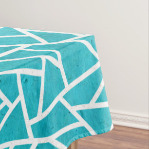 Mantel Patrón de mosaico azul-verde y blanco