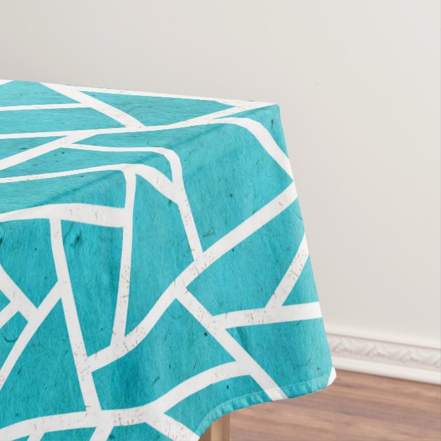 Mantel Patrón de mosaico azul-verde y blanco (In Situ)