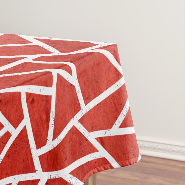 Mantel Patrón de mosaico rojo y blanco (In Situ)