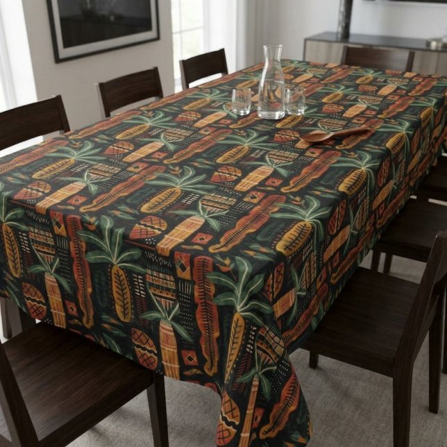 Mantel Patrón de Mudcloth Africano Tropical Boho (Boho Tropical African Mudcloth Pattern Tablecloth)
