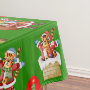 Mantel Patrón de Navidades repetitivos con tigres