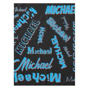 Mantel Patrón de nombre monograma color rojo azul