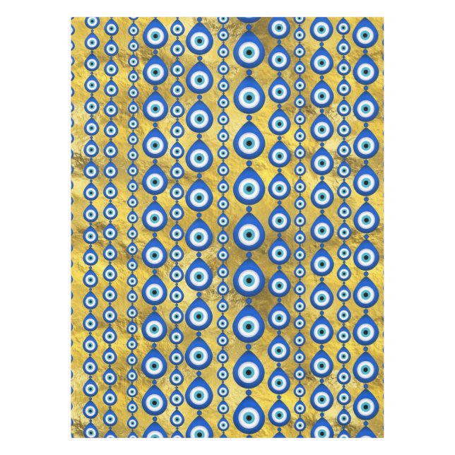 Mantel Patrón de ojos malvados en textura dorada (Anverso)