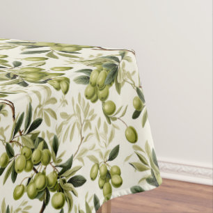 Mantel Patrón de oliva verde acuarela Mediterráneo