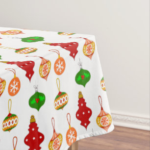 Mantel Patrón de ornamentos antiguos en rojo, verde y bla